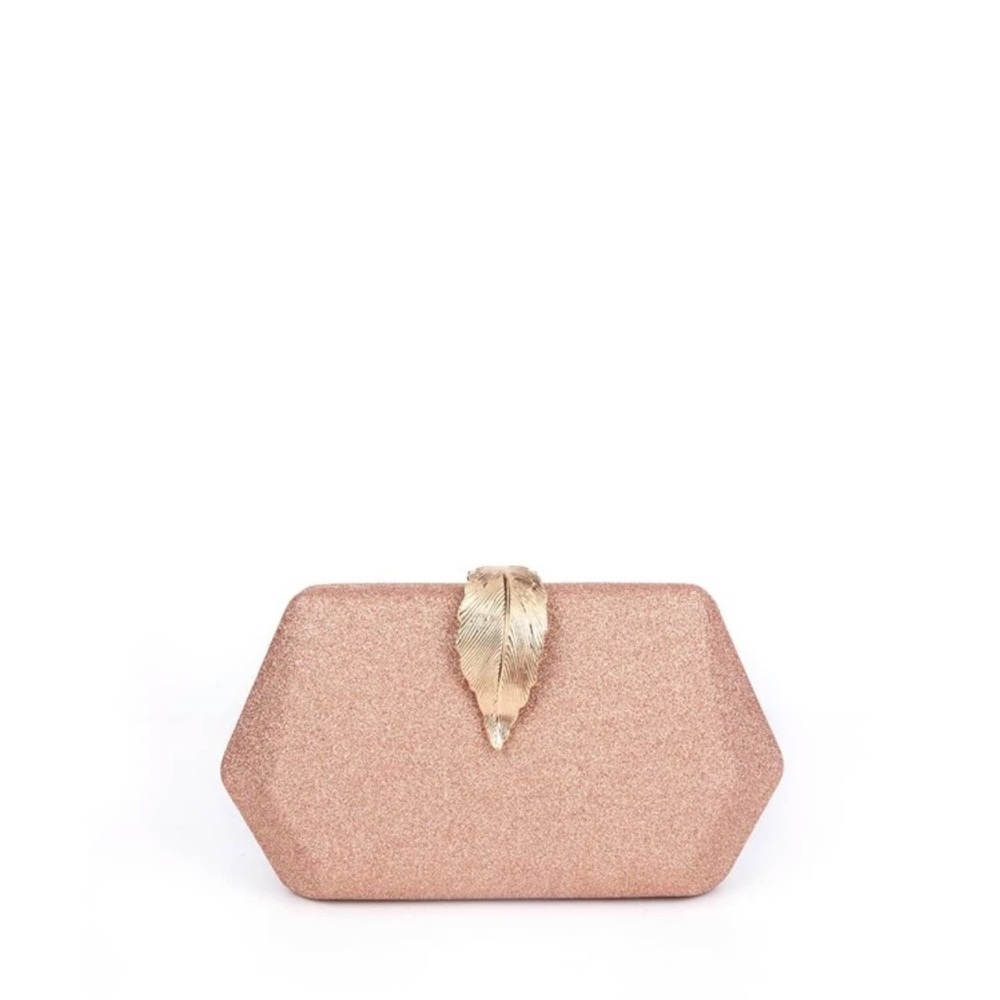 Gold Geometric Clutch with Decorative Clasp